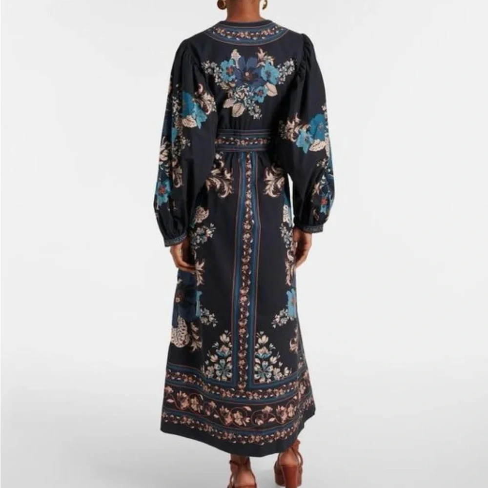 FARM Rio Black Maxi Dress with Teal and Pink Floral Print - Picture 2 of 9